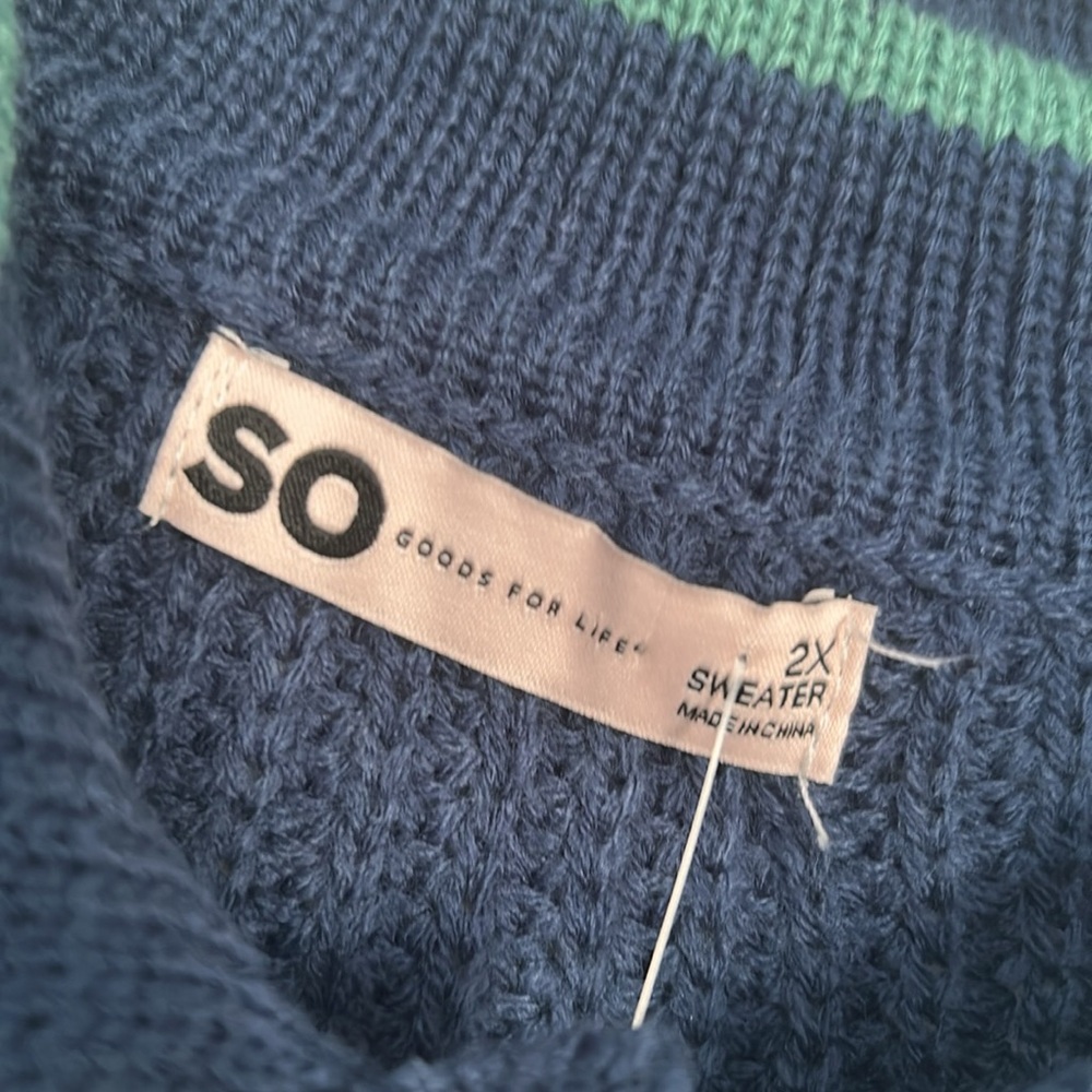 NWT So collared varsity Henley pullover sweater size 2X - Picture 4 of 5